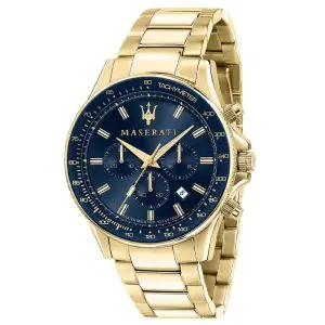 Maserati Men’s Chronograph Quartz Gold Stainless Steel Blue Dial 44mm Watch R8873640008