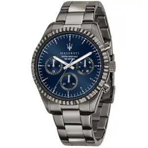 Maserati Men’s Chronograph Quartz Grey Stainless Steel Blue Dial 43mm Watch R8853100019