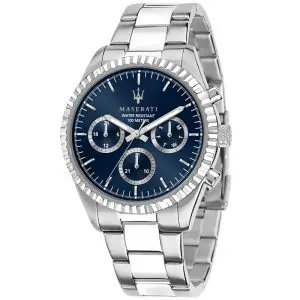 Maserati Men’s Chronograph Quartz Silver Stainless Steel Blue Dial 43mm Watch R8853100022
