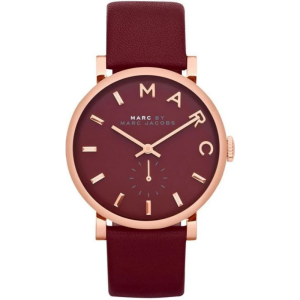 Marc by Marc Jacobs Women’s Quartz Maroon Leather Strap Maroon Dial 37mm Watch MBM1267