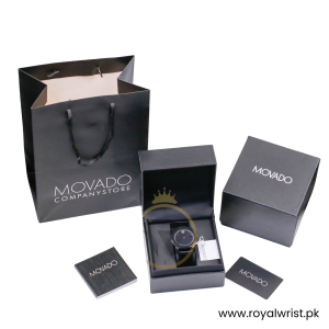 Movado Women's Quartz Swiss Made Black Leather Strap Black Dial 42mm Watch 3600483 - Image 11