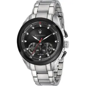 Maserati Men’s Chronograph Quartz Silver Stainless Steel Black Dial 45mm Watch R8873612015