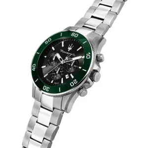 Maserati Men’s Chronograph Quartz Silver Stainless Steel Black Dial 43mm Watch R8873600008
