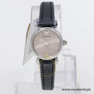 Emporio Armani Women’s Quartz Black Leather Strap Silver Grey 22mm Watch AR1685-1
