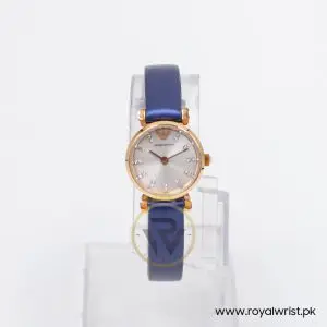 Alternative view of Emporio Armani Women’s Quartz Blue leather Strap Silver Grey 22mm Watch AR1687-1