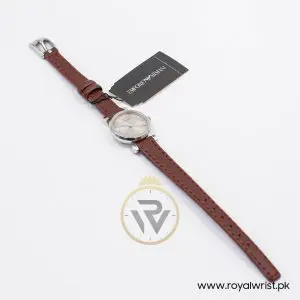 Emporio Armani Women’s Quartz Dark Brown Leather Strap Silver Grey 22mm Watch AR1685 - Image 7