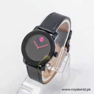 Movado Women's Quartz Swiss Made Black Leather Strap Black Dial 36mm Watch 3600482 - Image 6