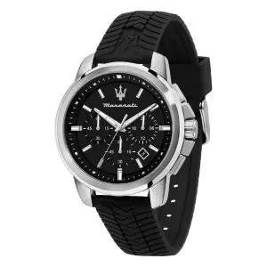 Maserati Men’s Chronograph Quartz Black Silicone Strap Black Dial 44mm Watch R8871621014
