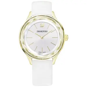 SWAROVSKI Women’s Swiss Made Quartz White Leather Strap Silver Dial 36mm Watch 5295337