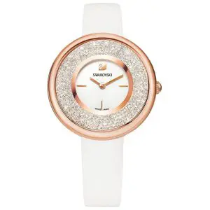 SWAROVSKI Women’s Swiss Made Quartz White Leather Strap White Dial 34mm Watch 5376083