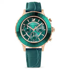 SWAROVSKI Women’s Swiss Made Quartz Green Leather Strap Green Dial 39mm Watch 5452498