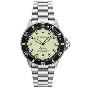 Emporio Armani Men’s Automatic Silver Stainless Steel Yellow Dial 42mm Watch AR60083