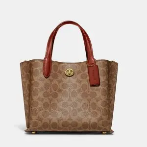 COACH LADIES Willow Tote Bag 24 in Signature Canvas (Size: W:4.25cm H:7.75cm D:9.5cm) C8562