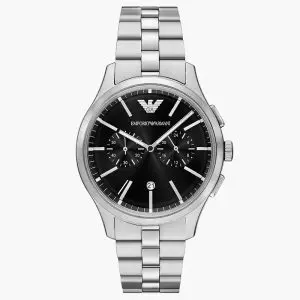 Emporio Armani Men’s Quartz Silver Stainless Steel Black Dial 4mm Watch AR11691
