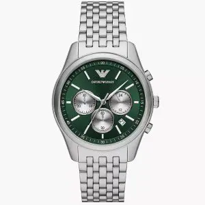 Emporio Armani Men’s Quartz Silver Stainless Steel Green Dial 41mm Watch AR11581