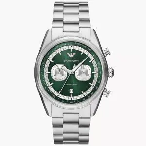 Emporio Armani Men’s Quartz Silver Stainless Steel Green Dial 42mm Watch AR11637