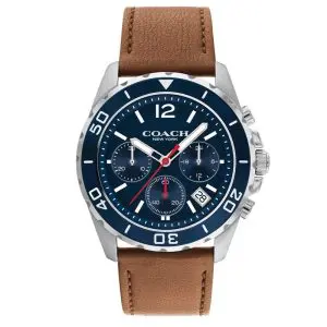 Coach Men’s Quartz Brown Leather Strap Navy Blue Dial 44mm Watch 14602560