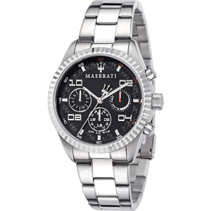 Maserati Men’s Chronograph Quartz Silver Stainless Steel Black Dial 39mm Watch R8853100012