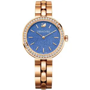 SWAROVSKI Women’s Swiss Made Quartz Rose Gold Stainless Steel Blue Dial 34mm Watch 5182277