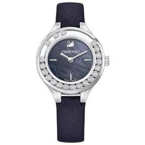 SWAROVSKI Women’s Swiss Made Quartz Black Leather Strap Black Mother Of Pearl Dial 31mm Watch 5242898
