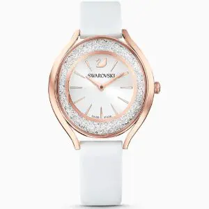 SWAROVSKI Women’s Swiss Made Quartz White Leather Strap White Dial 35mm Watch 5519453