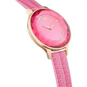 Alternative view of SWAROVSKI Women’s Swiss Made Quartz Pink Leather Strap Pink Dial 33mm Watch 5650030