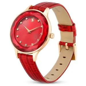 Alternative view of SWAROVSKI Women’s Swiss Made Quartz Red Leather Strap Red Dial 33mm Watch 5650002