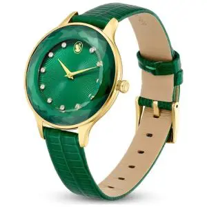 Alternative view of SWAROVSKI Women’s Swiss Made Quartz Green Leather Strap Green Dial 33mm Watch 5650005