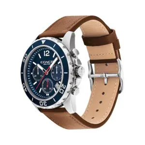 Alternative view of Coach Men’s Quartz Brown Leather Strap Navy Blue Dial 44mm Watch 14602560