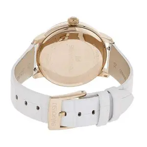 SWAROVSKI Women’s Swiss Made Quartz White Leather Strap Crystalline Dial 38mm Watch 5344635