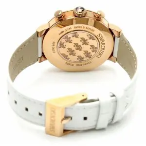 Alternative view of SWAROVSKI Women’s Swiss Made Quartz White Leather Strap White Dial 38mm Watch 5080602
