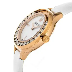 Alternative view of SWAROVSKI Women’s Swiss Made Quartz White Leather Strap Mother Of Pearl Dial 31mm Watch 5242904