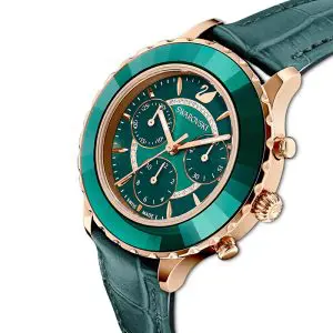Alternative view of SWAROVSKI Women’s Swiss Made Quartz Green Leather Strap Green Dial 39mm Watch 5452498