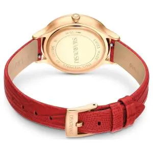 SWAROVSKI Women’s Swiss Made Quartz Red Leather Strap Red Dial 33mm Watch 5650002 - Image 3