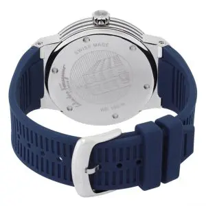 Ferragamo Men’s Swiss Made Quartz Blue Silicone Strap Blue Dial 44mm Watch SFHY01022 (Like New) - Image 3