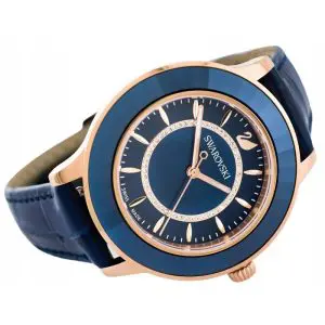 SWAROVSKI Women’s Swiss Made Quartz Blue Leather Strap Blue Dial 39mm Watch 5414413 - Image 3
