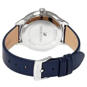 SWAROVSKI Women’s Swiss Made Quartz Blue Leather Strap Blue Dial 36mm Watch 5295349 - Image 3