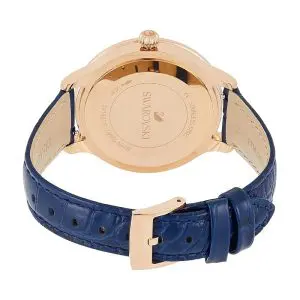 SWAROVSKI Women’s Swiss Made Quartz Blue Leather Strap Blue Dial 39mm Watch 5414413 - Image 4