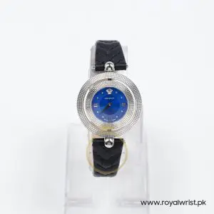Alternative view of Versace Women’s Quartz Swiss Made Black Leather Strap Blue Dial 34mm Watch VE7900220-2