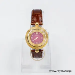 Alternative view of Versace Women’s Quartz Swiss Made Dark Brown Leather Strap Red Dial 34mm Watch VE7901223 (Like New)
