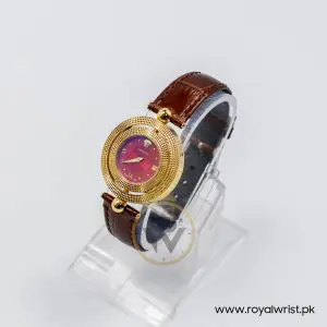 Versace Women’s Quartz Swiss Made Dark Brown Leather Strap Red Dial 34mm Watch VE7901223 (Like New) - Image 7