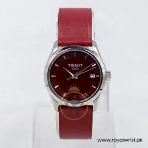 Tissot Women’s Quartz Swiss Made Red Leather Strap Maroon Dial 33mm Watch T035.210.16.371.00 (Like New)