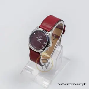 Tissot Women’s Quartz Swiss Made Red Leather Strap Maroon Dial 33mm Watch T035.210.16.371.00 (Like New)