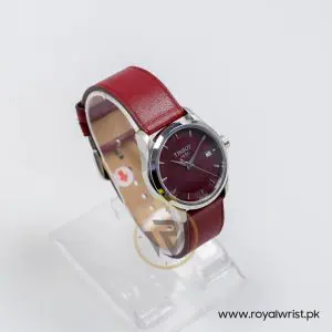 Tissot Women’s Quartz Swiss Made Red Leather Strap Maroon Dial 33mm Watch T035.210.16.371.00 (Like New)