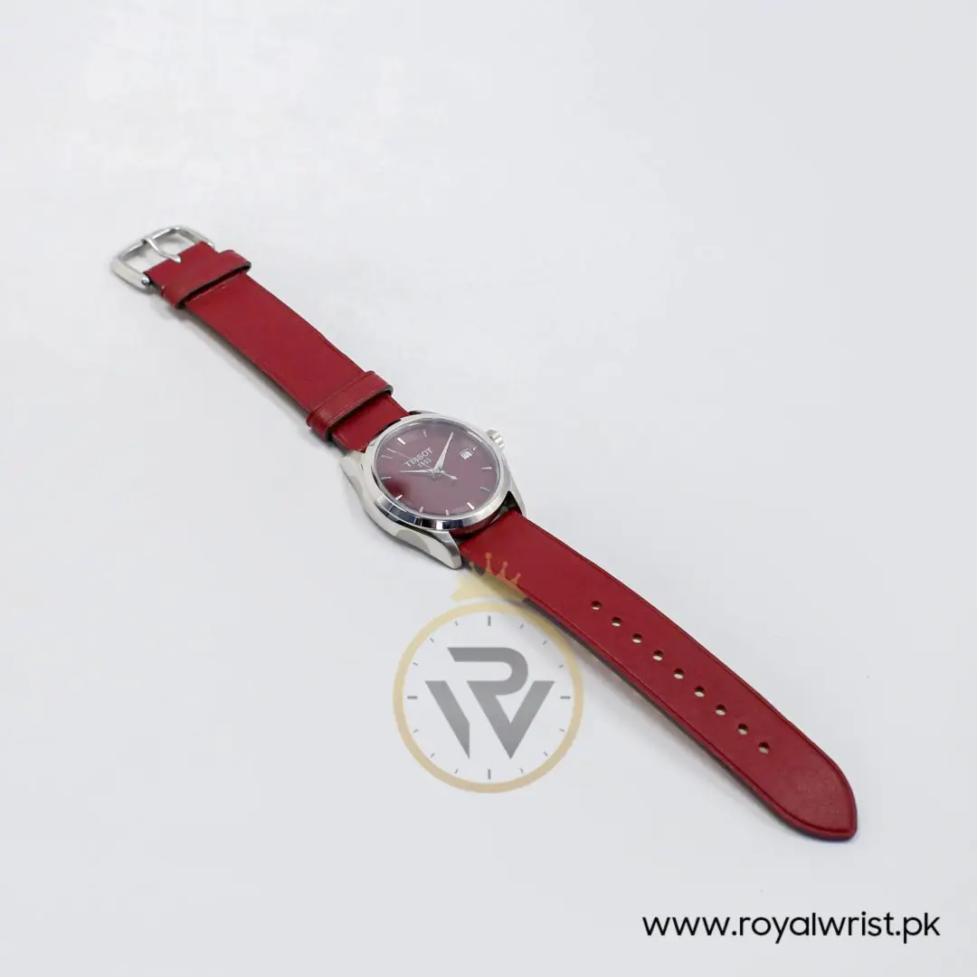Tissot Women’s Quartz Swiss Made Red Leather Strap Maroon Dial 33mm Watch T035.210.16.371.00 (Like New)