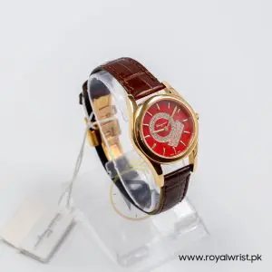Ferragamo Women's Swiss Made Quartz Dark Brown Leather Strap Red Dial 33mm Watch FG4070014-1 - Image 5