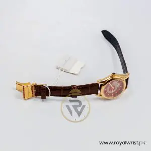 Ferragamo Women's Swiss Made Quartz Dark Brown Leather Strap Red Dial 33mm Watch FG4070014-1