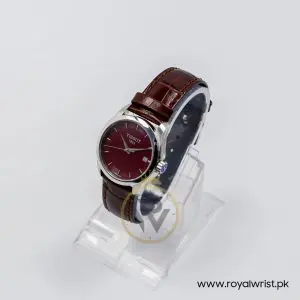 Tissot Women’s Quartz Swiss Made Dark Brown Leather Strap Maroon Dial 33mm Watch T035.210.16.371.00-1 (Like New) - Image 6