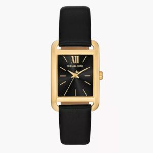 Michael Kors Women’s Quartz Black Leather Strap Black Dial 27mm Watch MKO1027