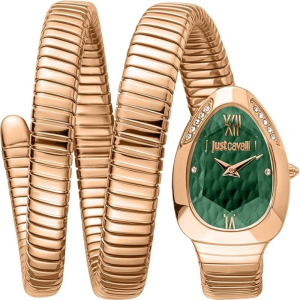 Just Cavalli Women’s Quartz Rose Gold Snake Stainless Steel Green Dial 22mm Watch JC1L224M0055